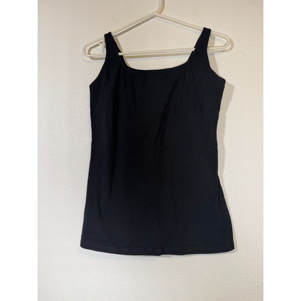 NWT Charmo Black Cotton Camisole Tank Top Shelf Bra Adjustable Women's M